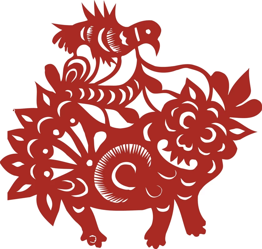 中国风中式传统喜庆民俗人物动物窗花剪纸插画边框AI矢量PNG素材【288】